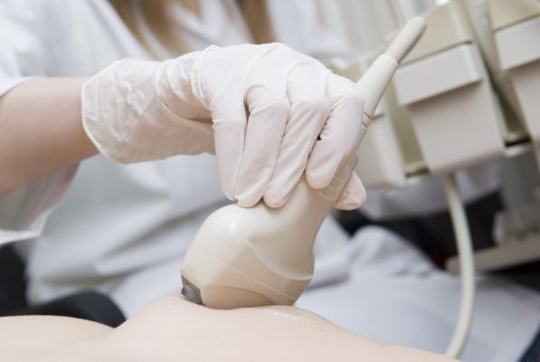 Scanning of a breast of the adult woman