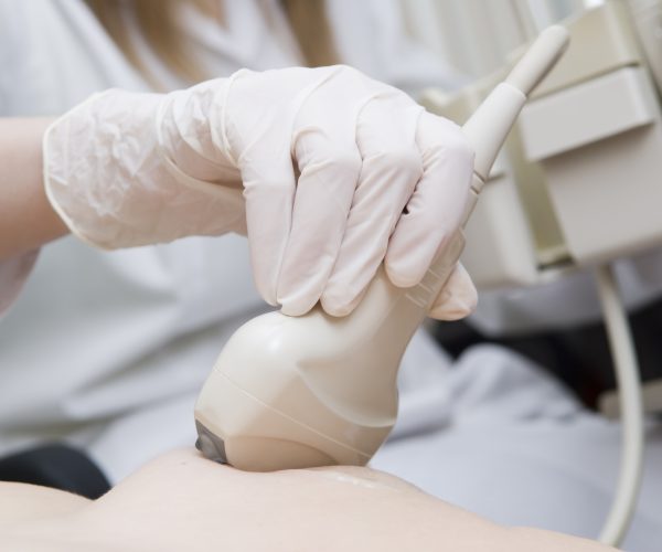 Scanning of a breast of the adult woman